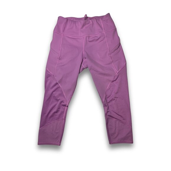 Athleta Mesh Contender Capri Leggings Small Activewear Stretch Purple - Picture 2 of 4